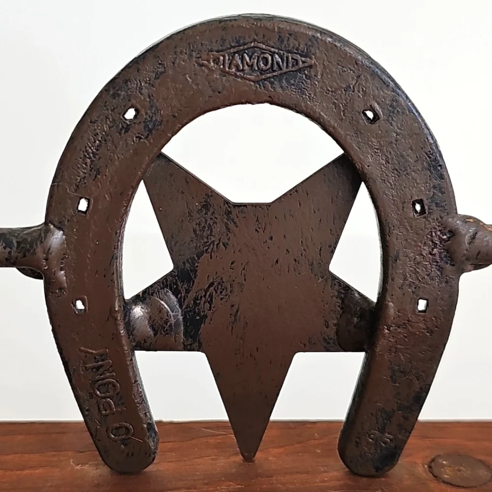 Western Wood & Metal Horseshoe Star Arrow Wall Shelf | Rustic Ranch Decor 18”